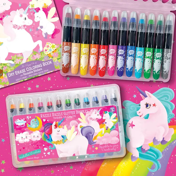 GLITTER DOODLE GEL CRAYONS - UNICORN MAGIC
