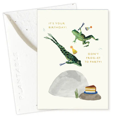 Plantable Card - Party Frogs Sprout - Birthday Mini Greeting Card