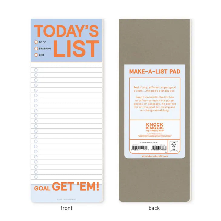 TODAY'S LIST MAKE-A-LIST PAD