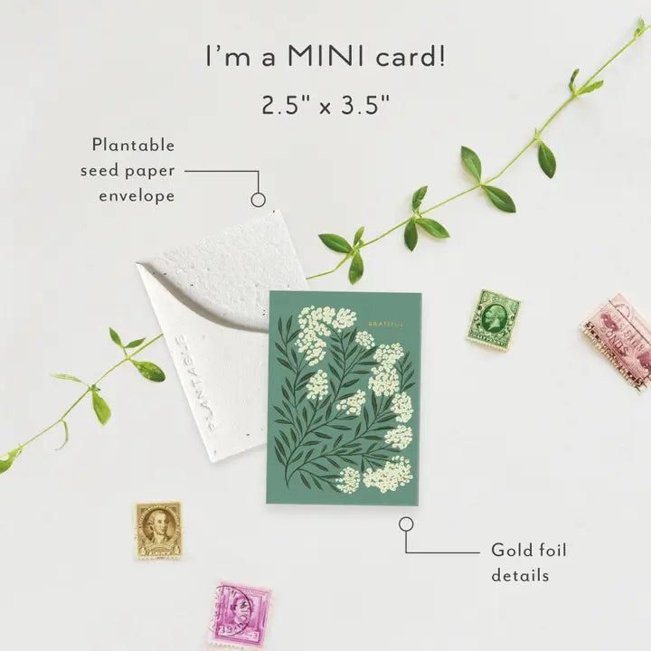 Plantable Card - Grateful Sprout - Thank You Mini Greeting Card 2.5" X 3.5"
