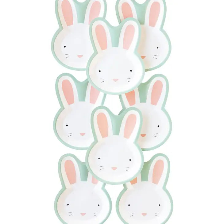BLUE EASTER BUNNY SHAPED PLATE