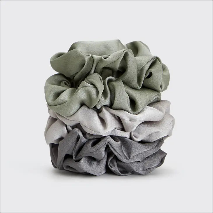 Holiday Satin Scrunchies 6pc - Winter Sage