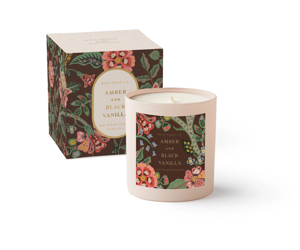 Gracie Amber and Black Vanilla 9 oz Glass Candle