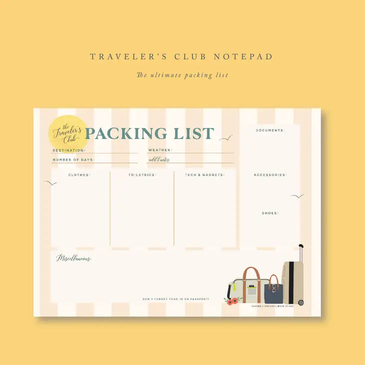TRAVELER'S PACKING LIST NOTEPAD