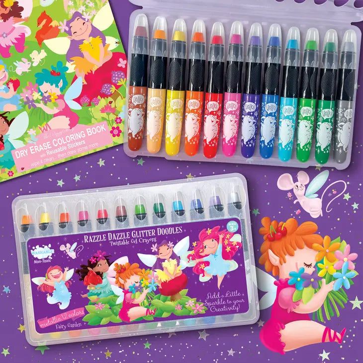 GLITTER DOODLE GEL CRAYONS - FAIRY GARDEN