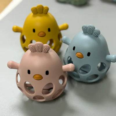 Silicone 3D Chicken Teether in Misty Rose