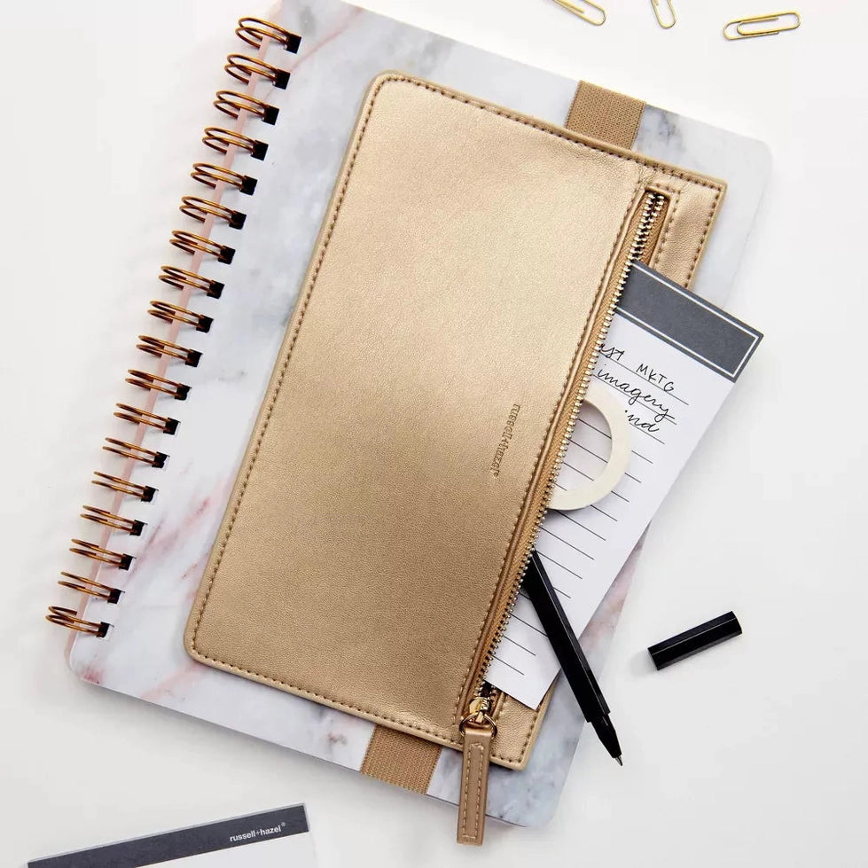 Mini Pencil Case - Gold Vegan Leather
