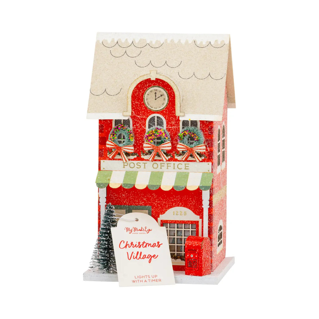 Red Post Office Light Up Christmas Village House