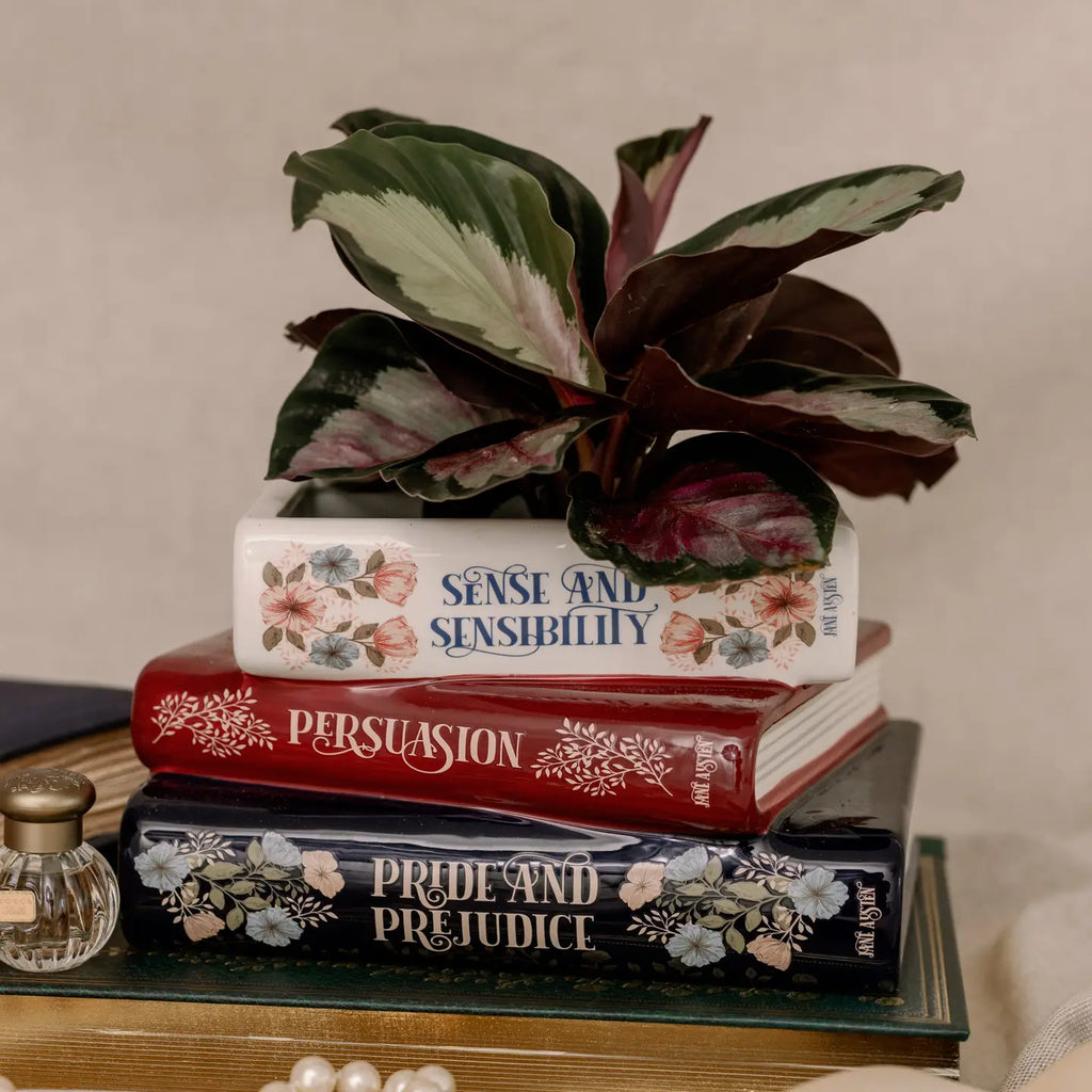 Jane Austen Stacked Books Planter