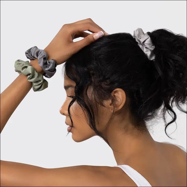 Holiday Satin Scrunchies 6pc - Winter Sage
