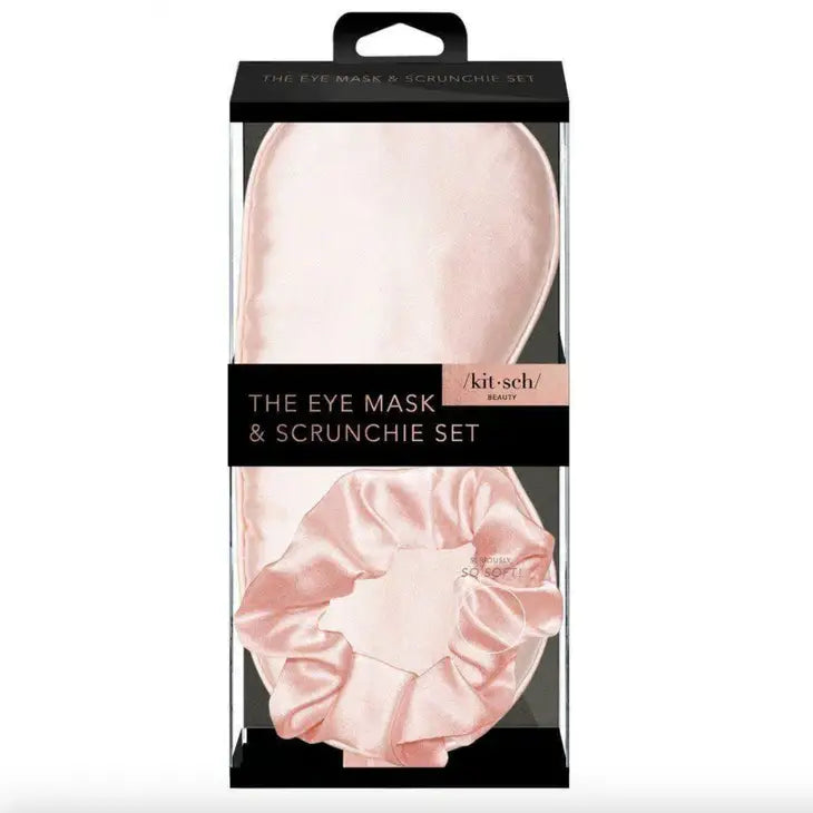 Satin Eyemask & Sleep Scrunchie Set - Blush