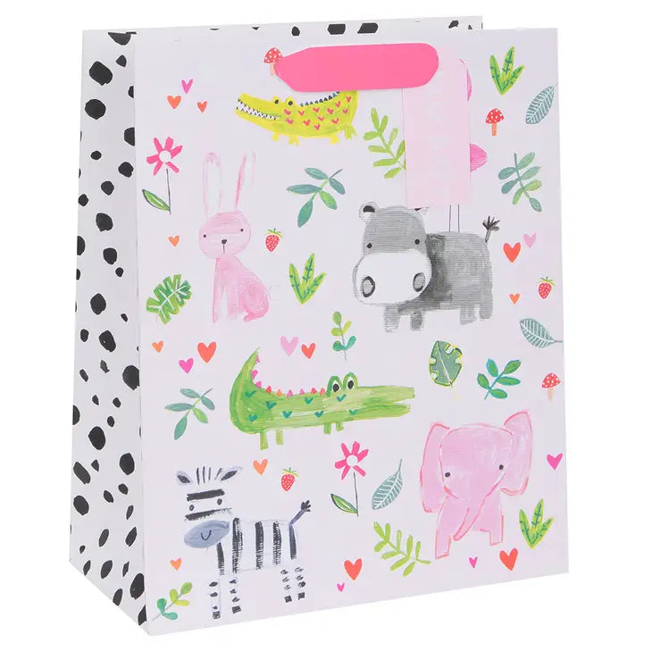 LARGE BABY ANIMALS PINK GIFT BAG