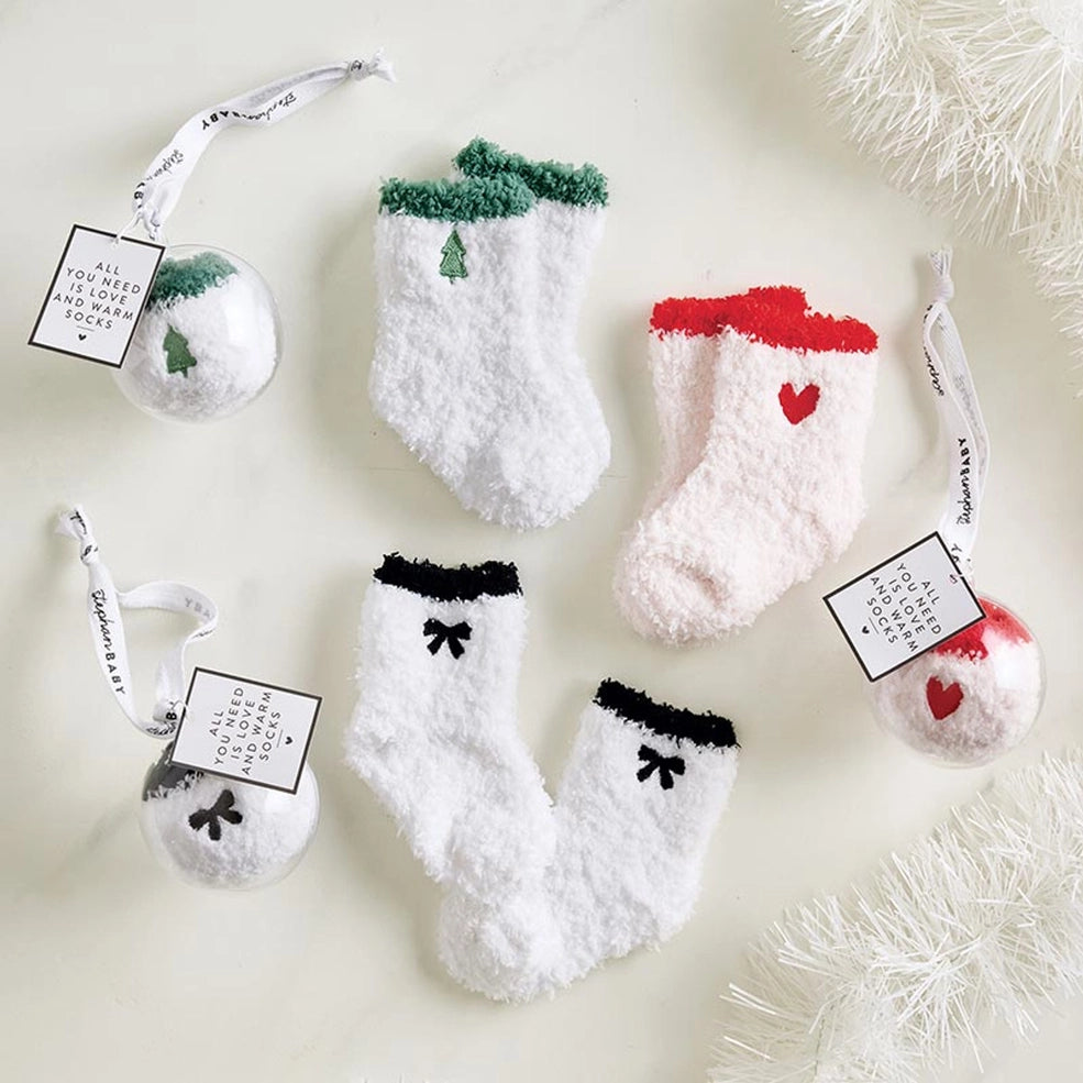 Round Ornament + Pair of Socks - Heart