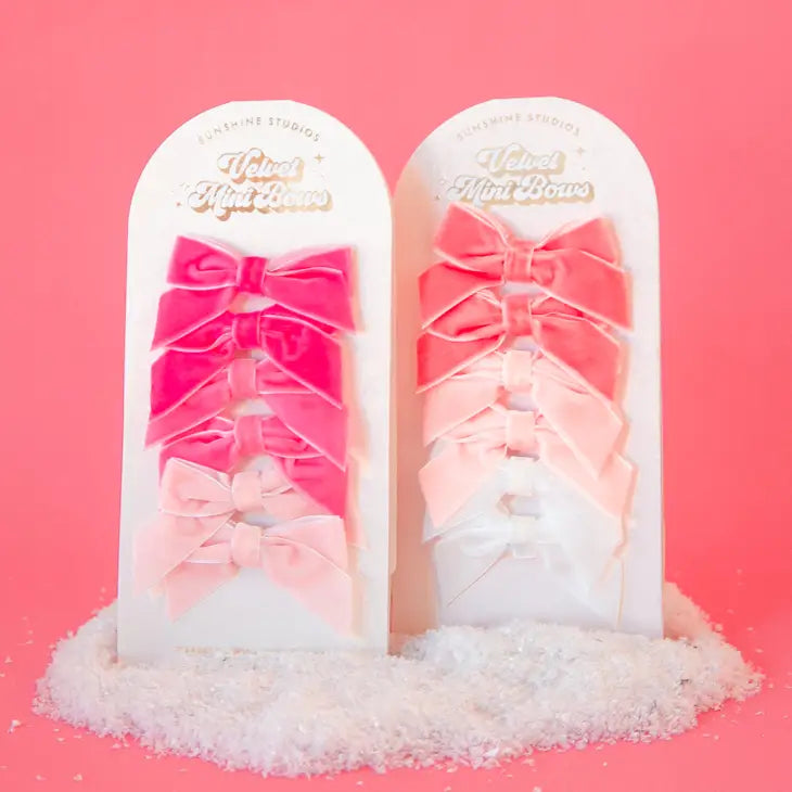 VELVET MINI BOWS - PEACH