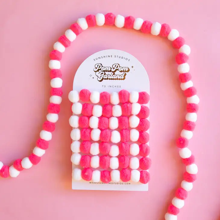 POM POM GARLAND - HOT PINK