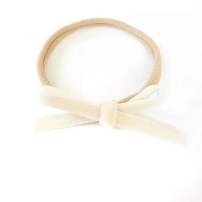 CREAM VELVET ITTY BITTY HAIR BOW