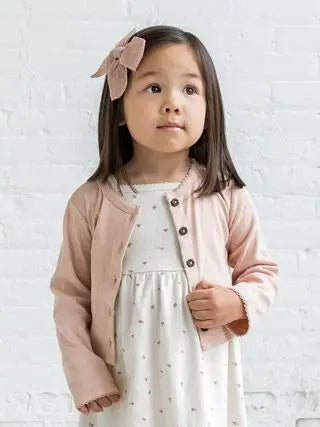 ORGANIC BABY CLARA POINTELLE BUTTON-DOWN CARDIGAN