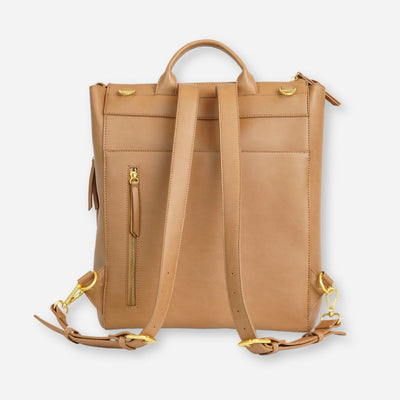 The Square Diaper Bag - Premium Matte Faux Leather Backpack in Bronze