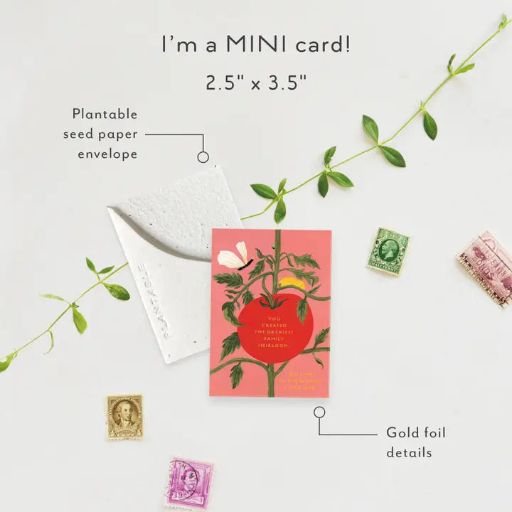 Plantable Card - Heirloom Sprout - Baby Mini Greeting Card 2.5" X 3.5"