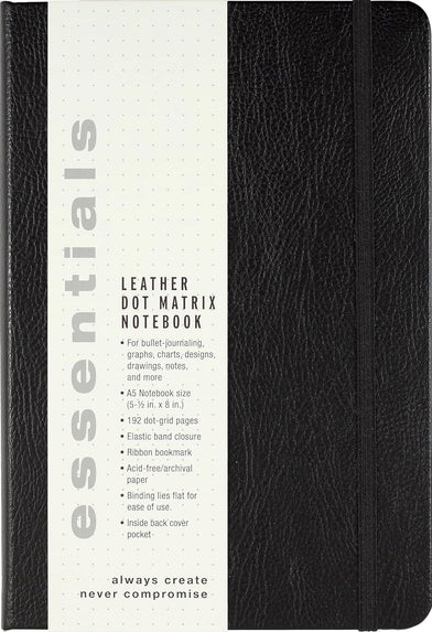 ESSENTIALS LEATHER DOT MATRIX NOTEBOOK - LARGE A5 SIZE