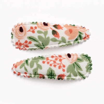 ROSA PINK FLORAL FABRIC HAIR CLIPS