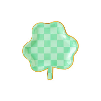 CHECKERED SHAMROCK PAPER PLATE