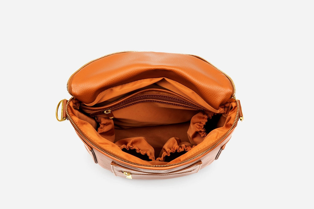 The Mini - Faux Leather Diaper Bag Travel Backpack Crossbody in Pink