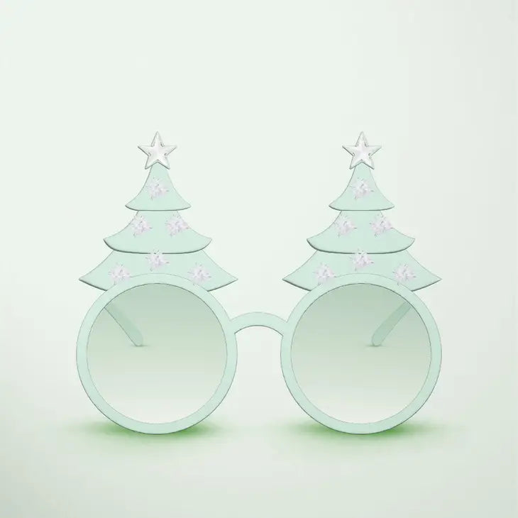 CHRISTMAS TREE HOLIDAY GLASSES - PASTEL MINT