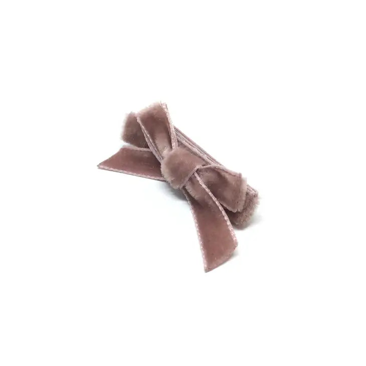 MAUVE VELVET MINI HAIR BOW