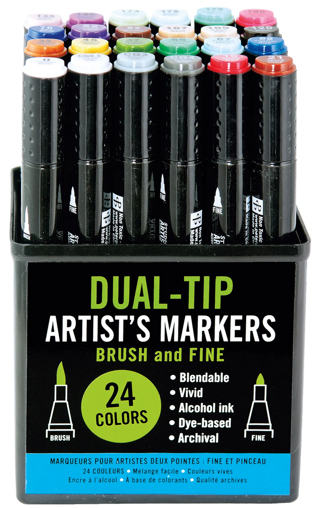 STUDIO SERIES PROFESSIONAL ALCOHOL MARKERS (DUAL TIP SET OF 24 COLORS)