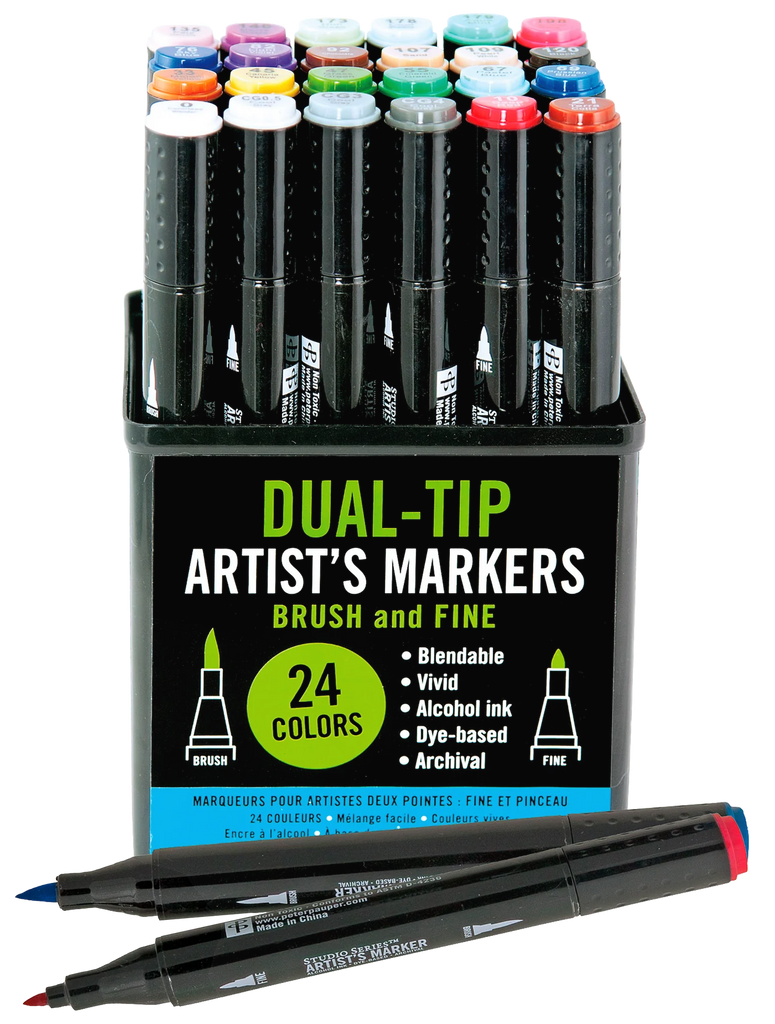 STUDIO SERIES PROFESSIONAL ALCOHOL MARKERS (DUAL TIP SET OF 24 COLORS)