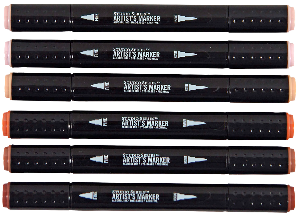 STUDIO SERIES PROFESSIONAL ALCOHOL MARKERS (DUAL-TIP SET OF 6 SKIN TONE COLORS)