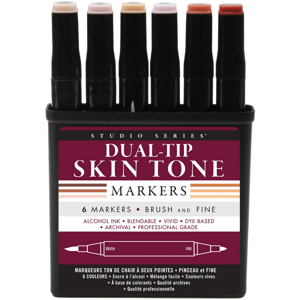 STUDIO SERIES PROFESSIONAL ALCOHOL MARKERS (DUAL-TIP SET OF 6 SKIN TONE COLORS)
