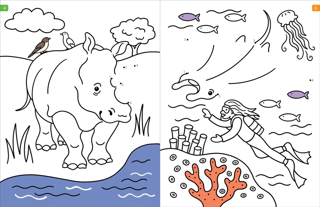 ANIMALS DOT-TO-DOT COLORING BOOK