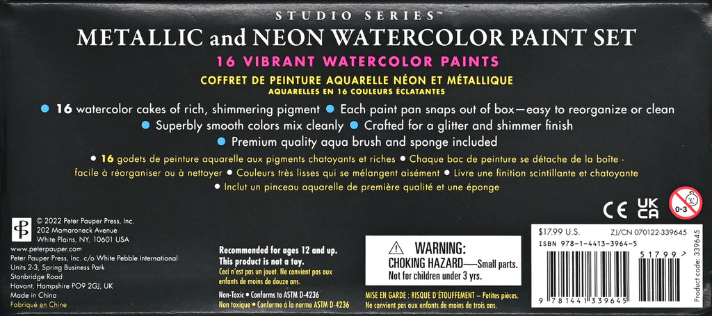 STUDIO SERIES METALLIC & NEON WATERCOLOR PAINT SET