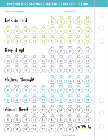 My 100 Envelope Savings Challenge Binder
