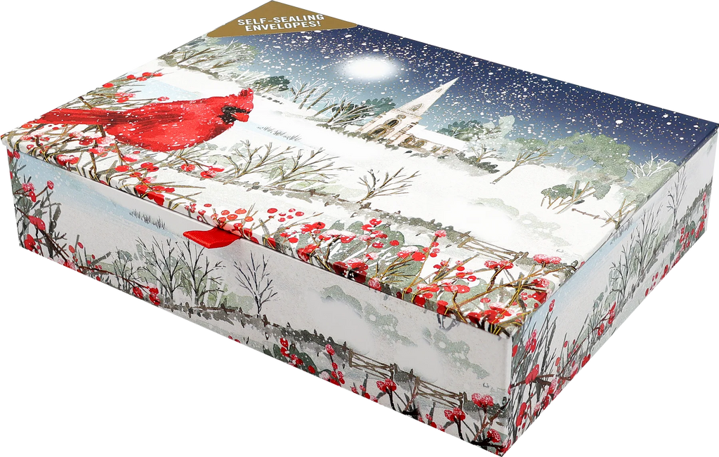 Cardinal in Moonlight Deluxe Boxed Holiday Cards