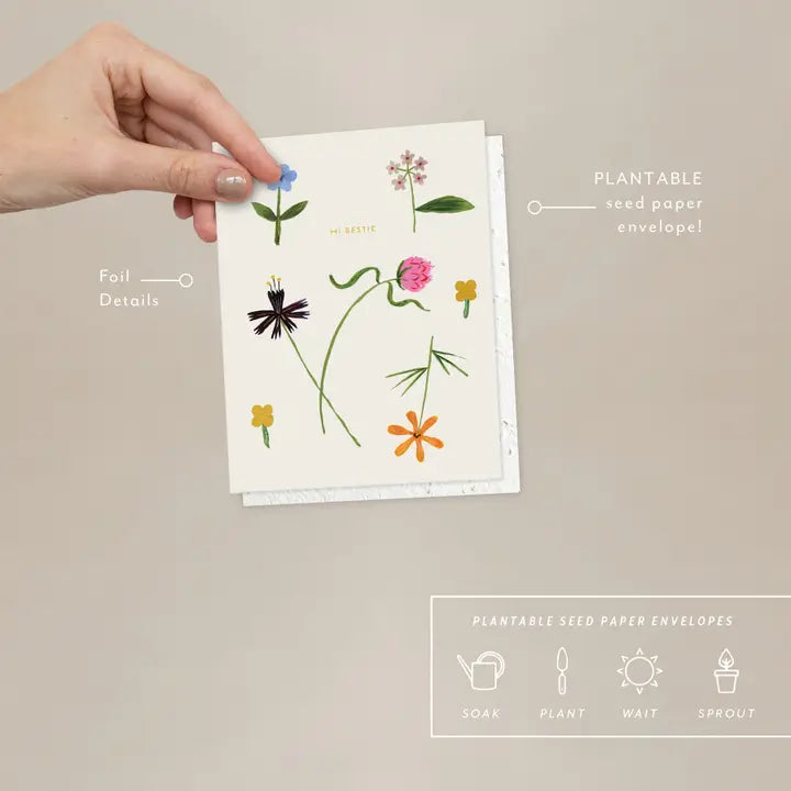 Plantable Card - Quirky Petals - Just To Say Hi Card