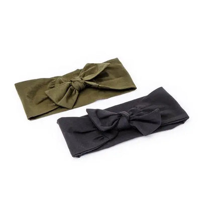 COTTON ADJUSTABLE HEADBAND 2PC - MOSS