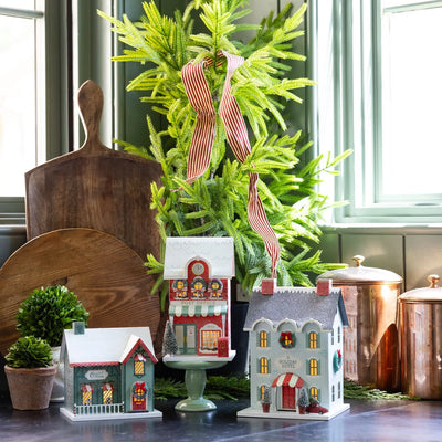 Red Post Office Light Up Christmas Village House