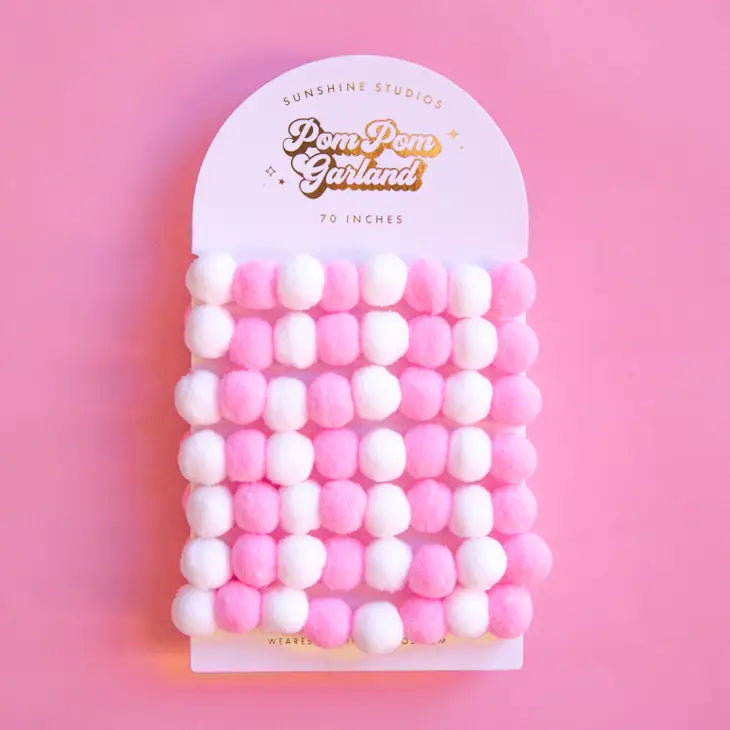 POM POM GARLAND - BABY PINK