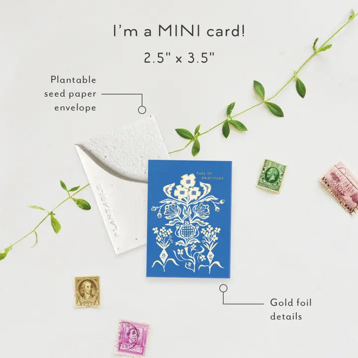 Plantable Card - Flower Bouquet Sprout - Thank You Mini Greet 2.5 X 3.5