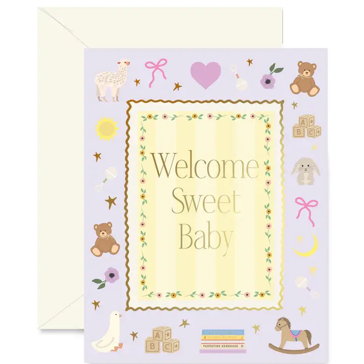 Lilac Welcome Sweet Baby Frame Greeting Card