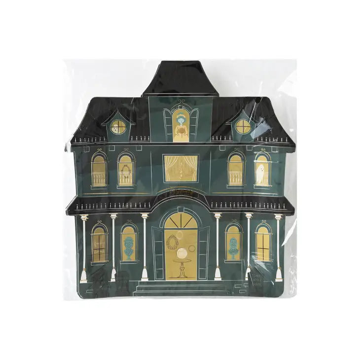 HAUNTED VILLAGE MANSION SHAPED PAPER PLATE - Final Sale