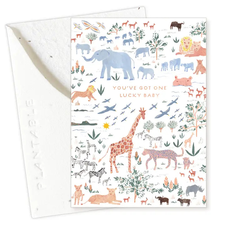 Plantable Card - Lucky Baby Sprout - Baby Mini Greeting Card (2.5" X 3.5")