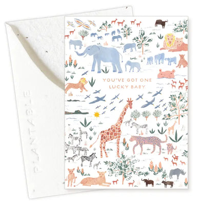 Plantable Card - Lucky Baby Sprout - Baby Mini Greeting Card (2.5