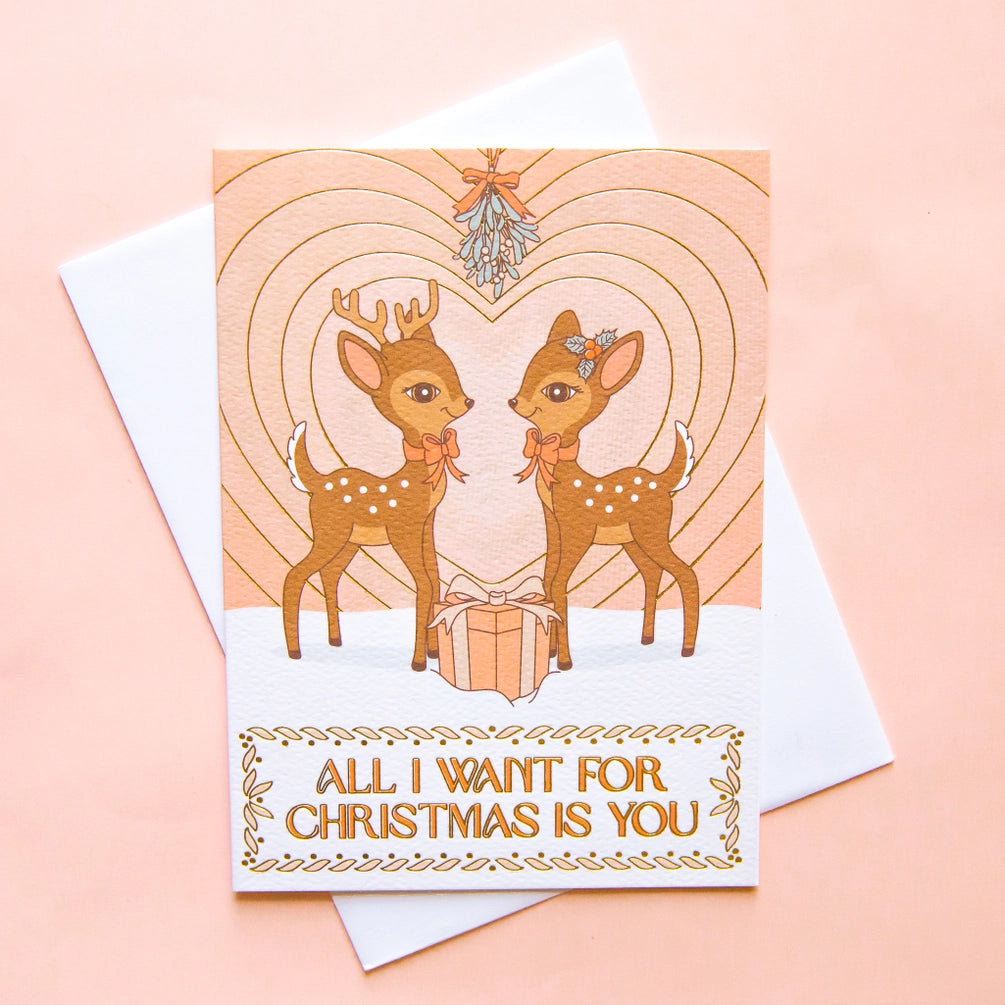 All I Want For Christmas Holiday Card | Gold Foil