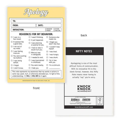 APOLOGY NIFTY NOTE PAD