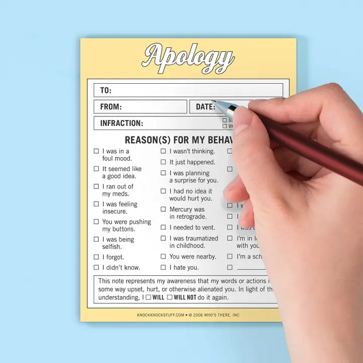 APOLOGY NIFTY NOTE PAD
