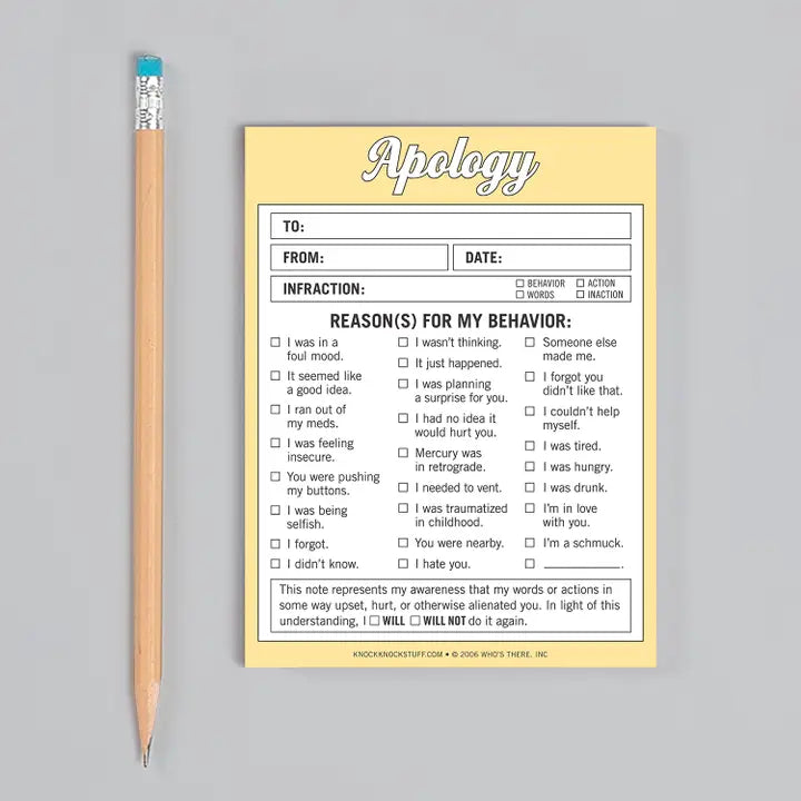 APOLOGY NIFTY NOTE PAD